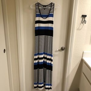 Striped Maxi Dress - White/Black/Blue